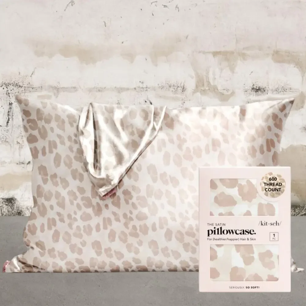 Kitsch Satin Pillowcase in Leopard Standard Size NIB